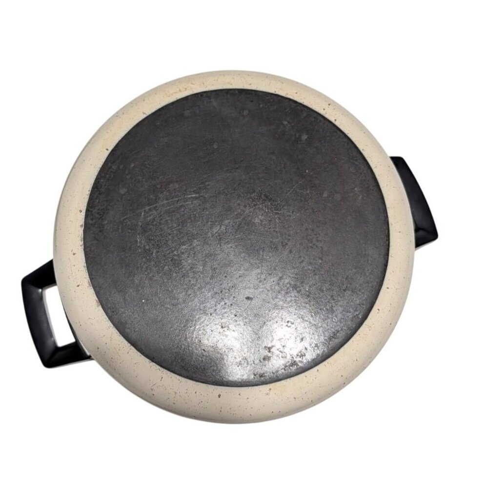 Strawberry Enamel Stew Pot Lid 6 Quart Yellow White Retro Cookware Vintage - Picture 3 of 16